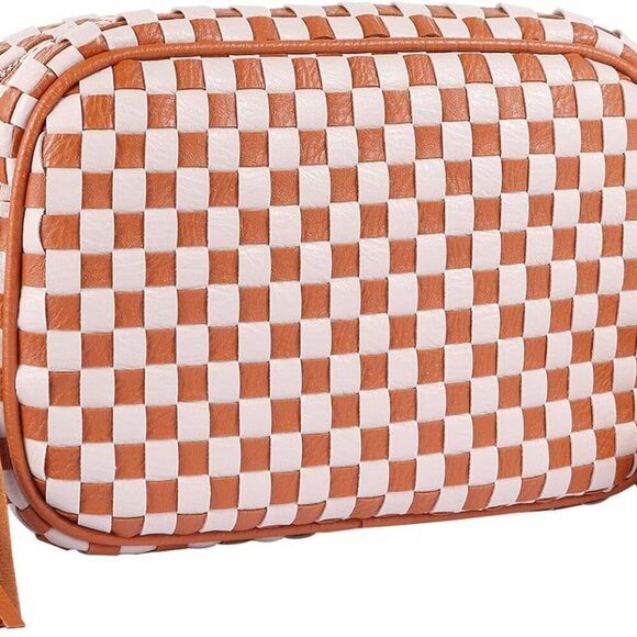 Handmade Vegan Leather Woven Crossbody Bag - Perfect Size Essentials Organizer - Picture 1 of 7